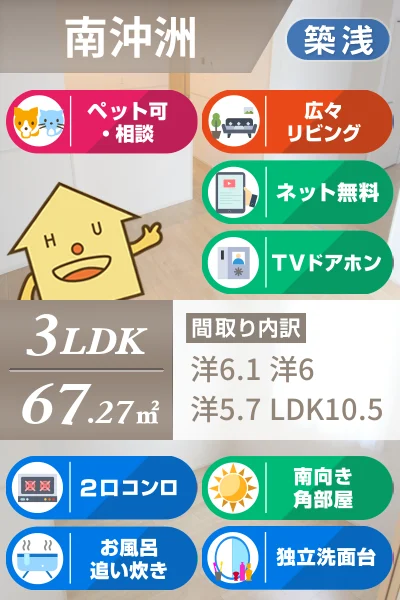 フランメゾン南沖洲B 205のお部屋の特徴