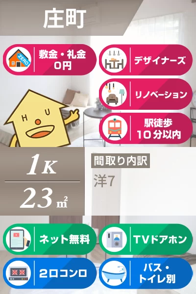 庄町 マンション 1K 304のお部屋の特徴
