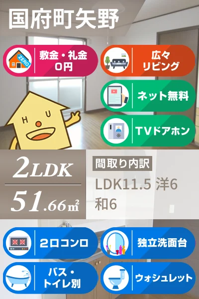 国府町 アパート 2LDK 202のお部屋の特徴