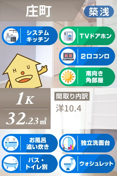 JadeHouse庄町 B 101のお部屋の特徴