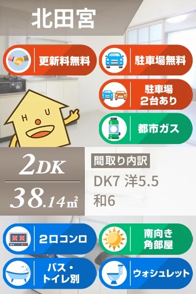 北田宮 アパート 2DK 102のお部屋の特徴