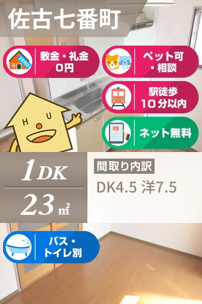 佐古七番町 マンション 1DK 203のお部屋の特徴