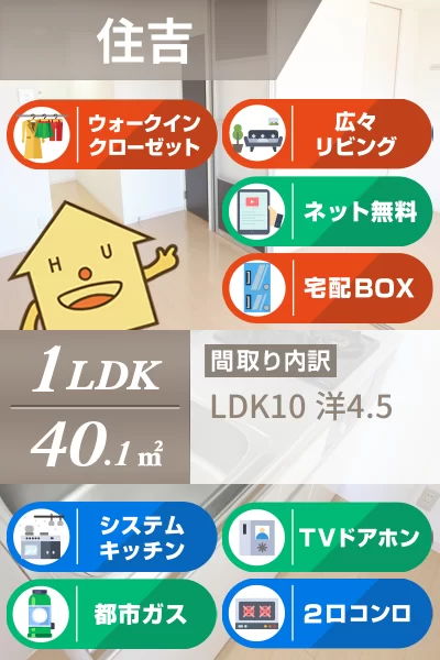 レセンテ住吉 203のお部屋の特徴