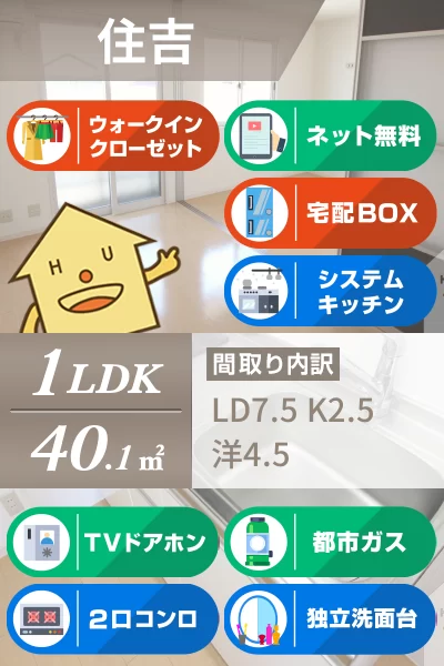 レセンテ住吉 205のお部屋の特徴