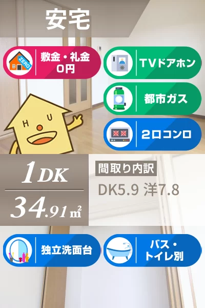 安宅 マンション 1DK 205のお部屋の特徴