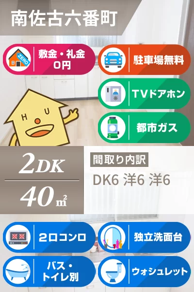 南佐古六番町 マンション 2DK 301のお部屋の特徴