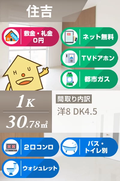 住吉 マンション 1K 102のお部屋の特徴