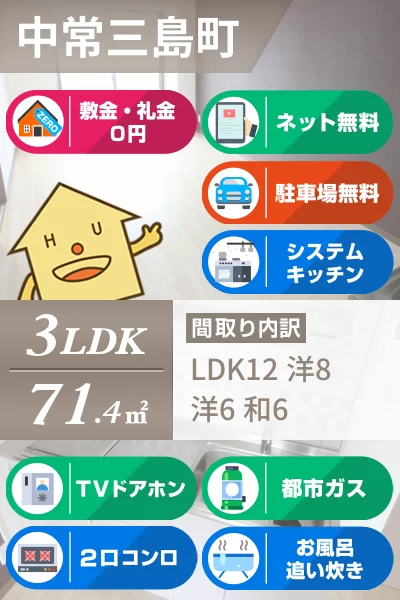 中常三島町 マンション 3LDK 507のお部屋の特徴