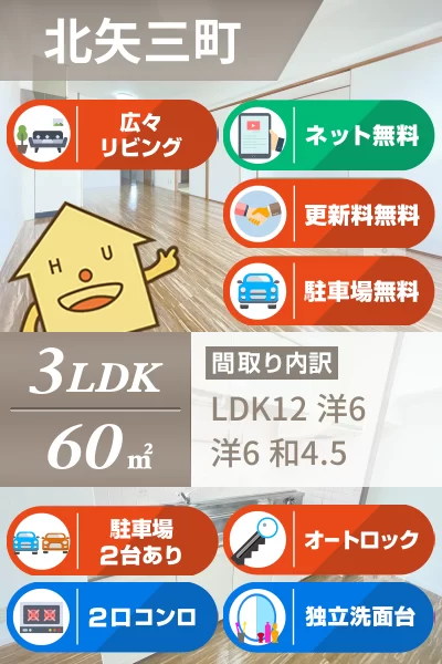 北矢三町 マンション 3LDK 102のお部屋の特徴