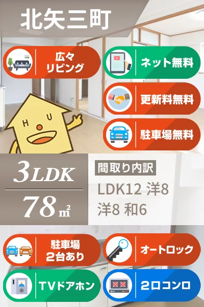 北矢三町 マンション 3LDK 408のお部屋の特徴
