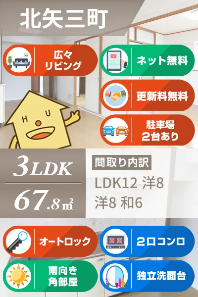 北矢三町 マンション 3LDK 501のお部屋の特徴
