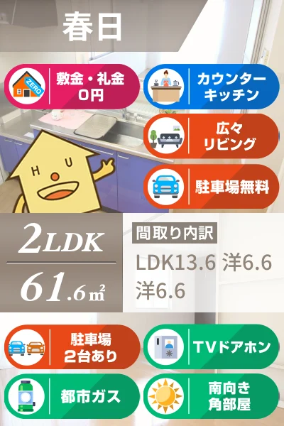 グランマスト春日 A棟 201のお部屋の特徴