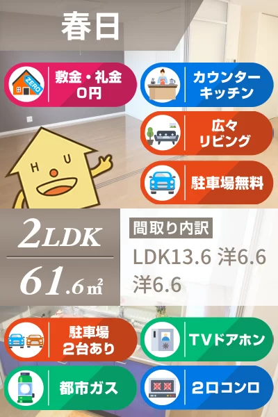 グランマスト春日 A棟 202のお部屋の特徴