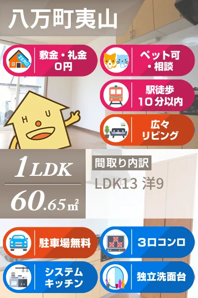 八万町夷山 アパート 1LDK B-3のお部屋の特徴
